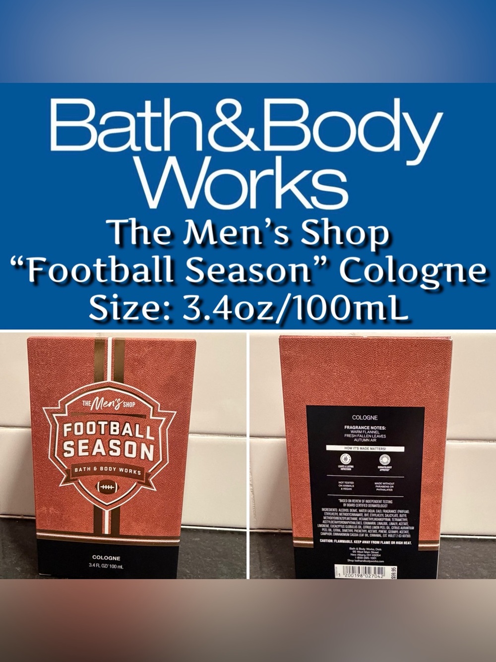 Bath & Body Works The Men’s Shop “Football Season” 3.4oz Cologne - New/Sealed